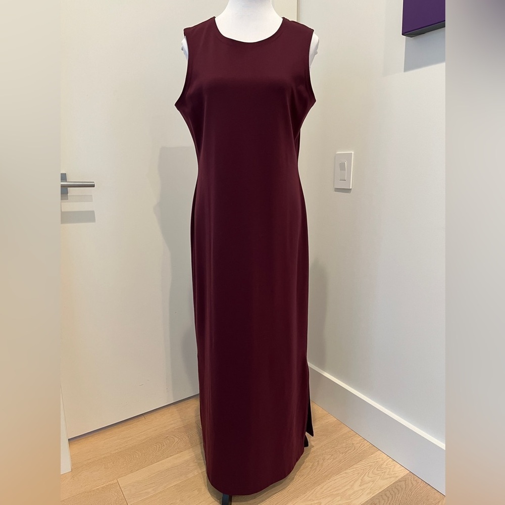 COLDWATER CREEK Burgundy Sleeveless Round Neck Maxi Dress